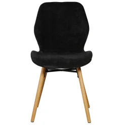 Chaise salle à manger en tissu soft touch noir - Keri