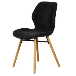 Chaise salle à manger en tissu soft touch noir - Keri