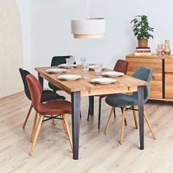 Chaise salle à manger en tissu soft touch acajou - Keri