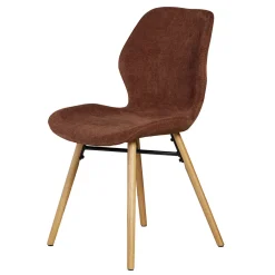 Chaise salle à manger en tissu soft touch acajou - Keri