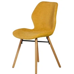 Chaise salle à manger en tissu soft touch moutarde - Keri