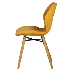 Chaise salle à manger en tissu soft touch moutarde - Keri