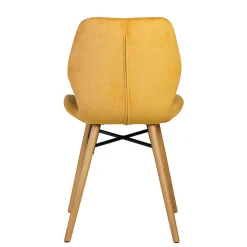 Chaise salle à manger en tissu soft touch moutarde - Keri