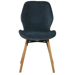 Chaise salle à manger en tissu soft touch bleu foncé - Keri