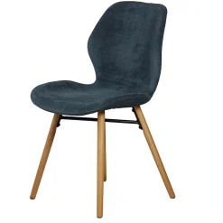 Chaise salle à manger en tissu soft touch bleu foncé - Keri