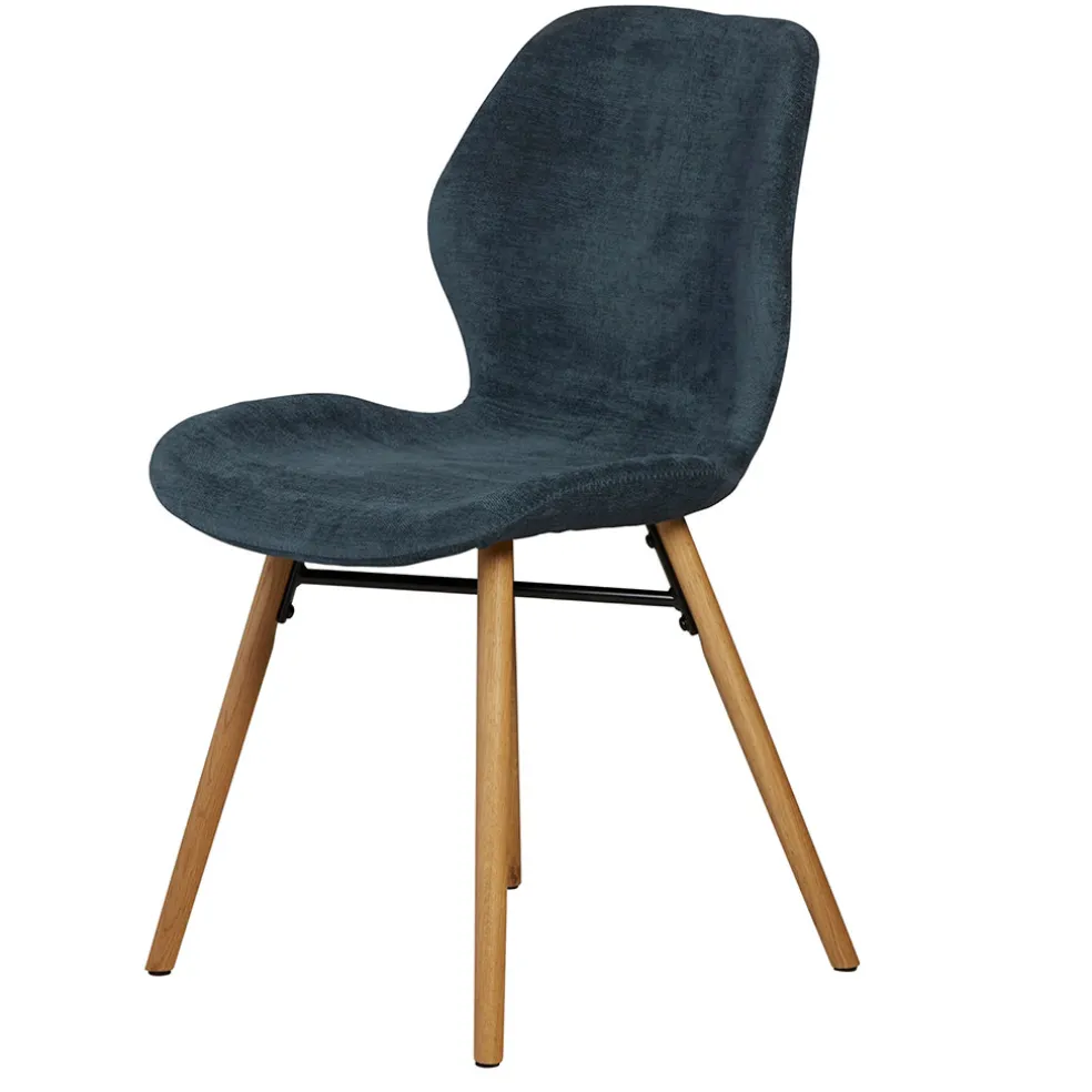 Chaise salle à manger en tissu soft touch bleu foncé - Keri