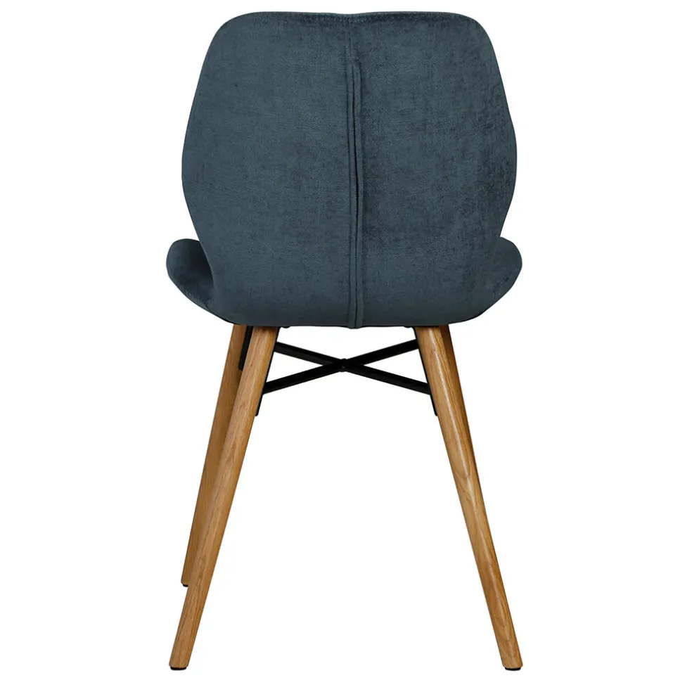Chaise salle à manger en tissu soft touch bleu foncé - Keri