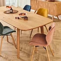 Chaise salle à manger en tissu soft touch marron nèfle - Keri