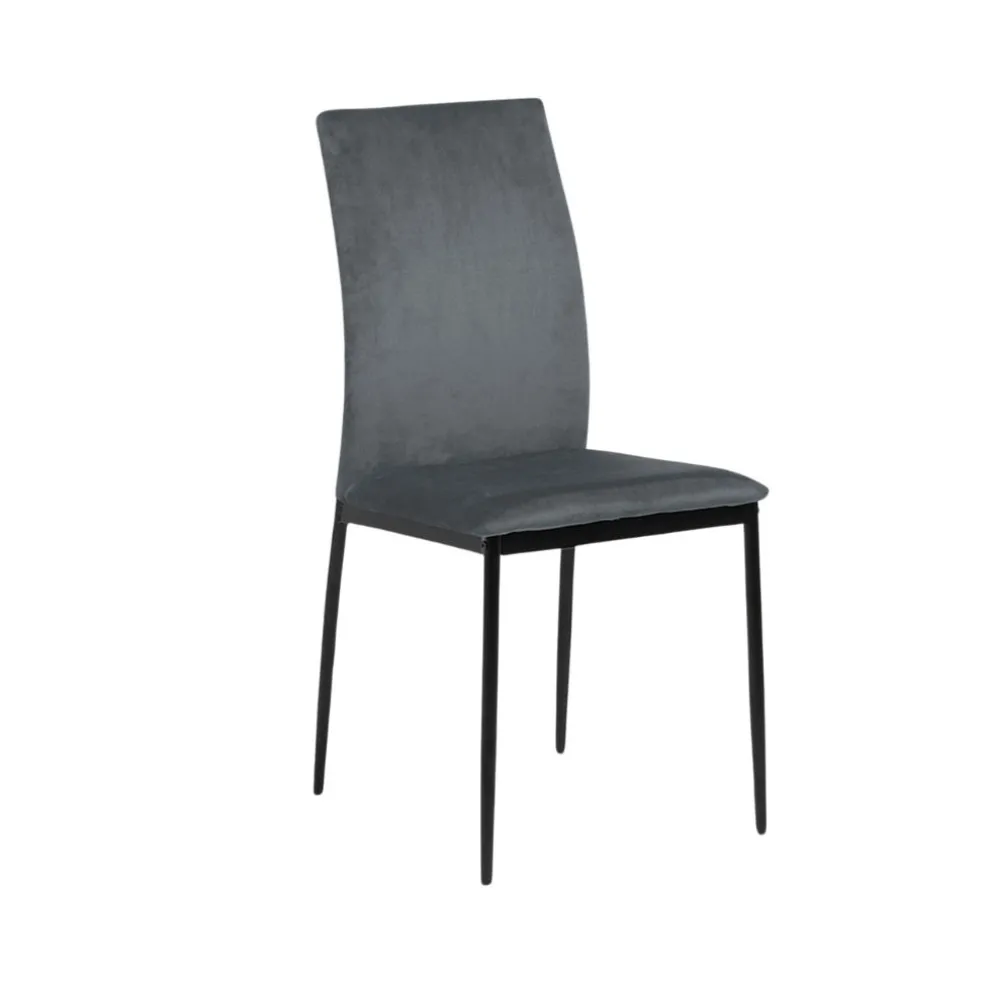 Chaise salle à manger en velours gris foncé - Demia