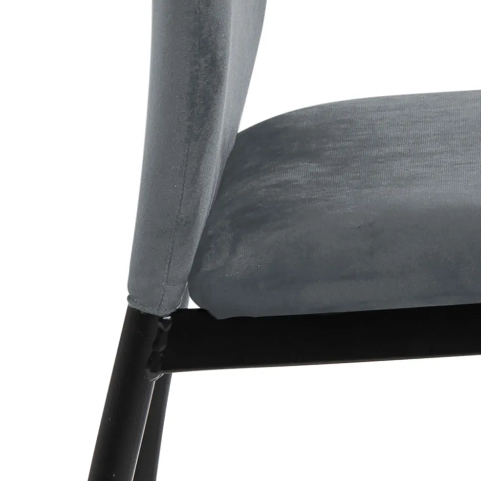 Chaise salle à manger en velours gris foncé - Demia