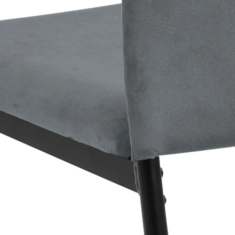 Chaise salle à manger en velours gris foncé - Demia