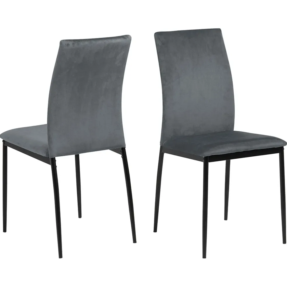 Chaise salle à manger en velours gris foncé - Demia