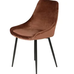 Chaise salle à manger en velours marron - Ben