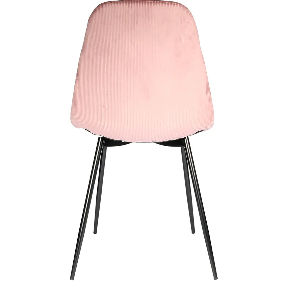 Chaise salle à manger en velours cotelé rose - Julia