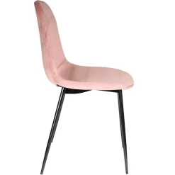 Chaise salle à manger en velours cotelé rose - Julia