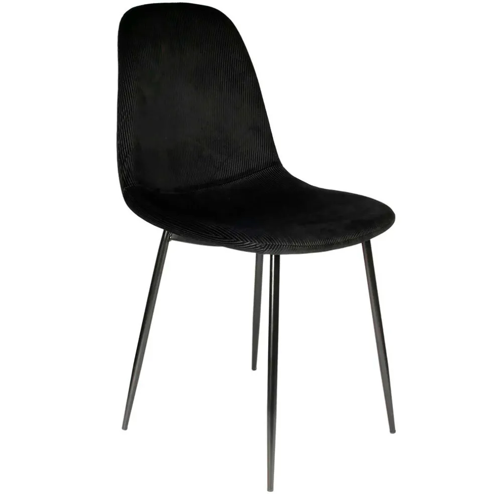 Chaise salle à manger en velours cotelé noir - Julia