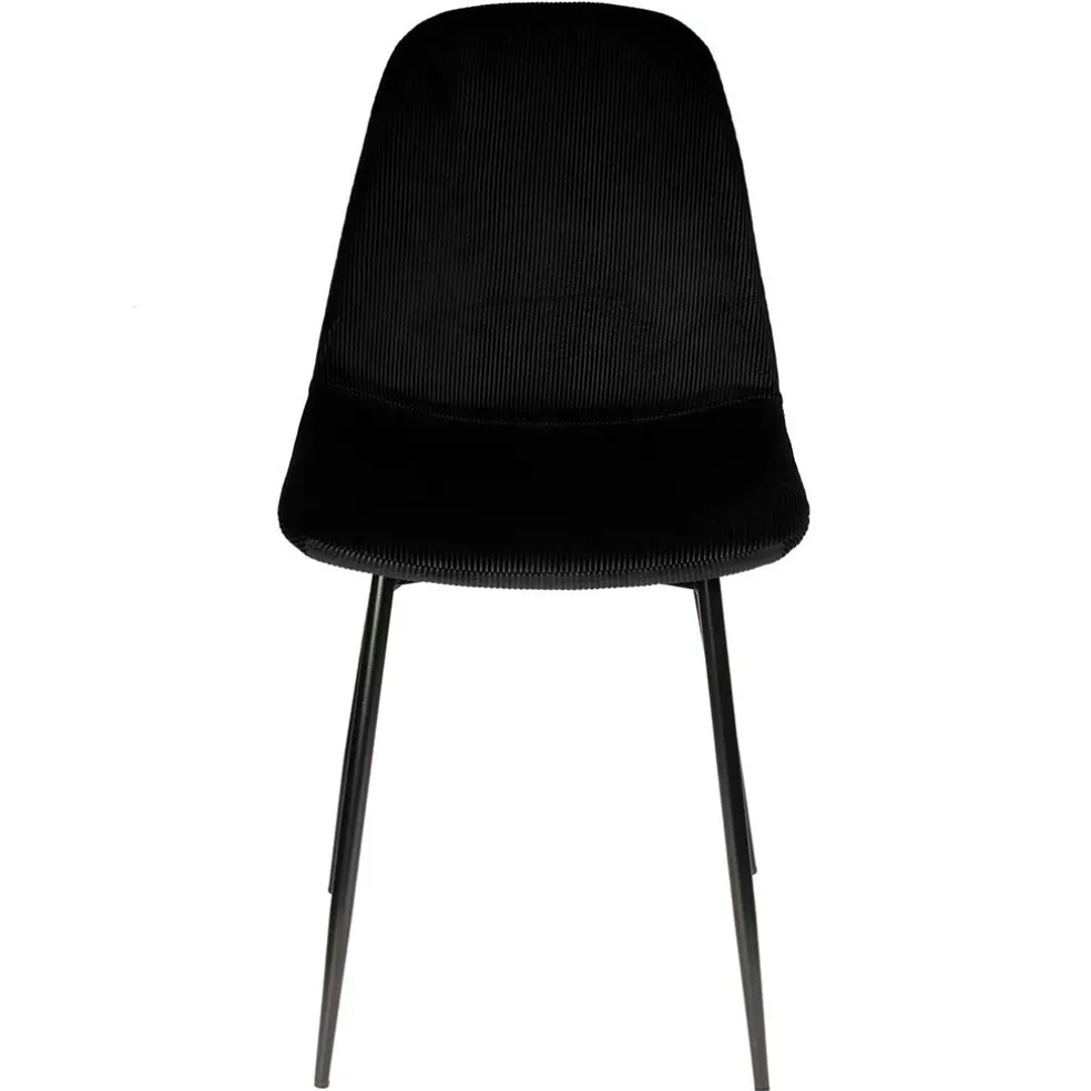 Chaise salle à manger en velours cotelé noir - Julia