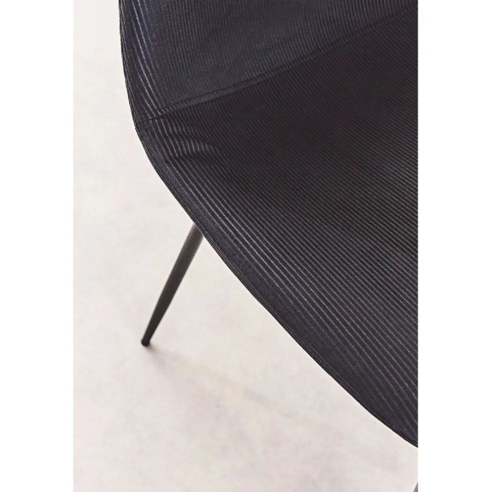 Chaise salle à manger en velours cotelé noir - Julia