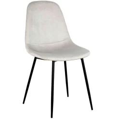 Chaise salle à manger en velours cotelé gris clair - Julia