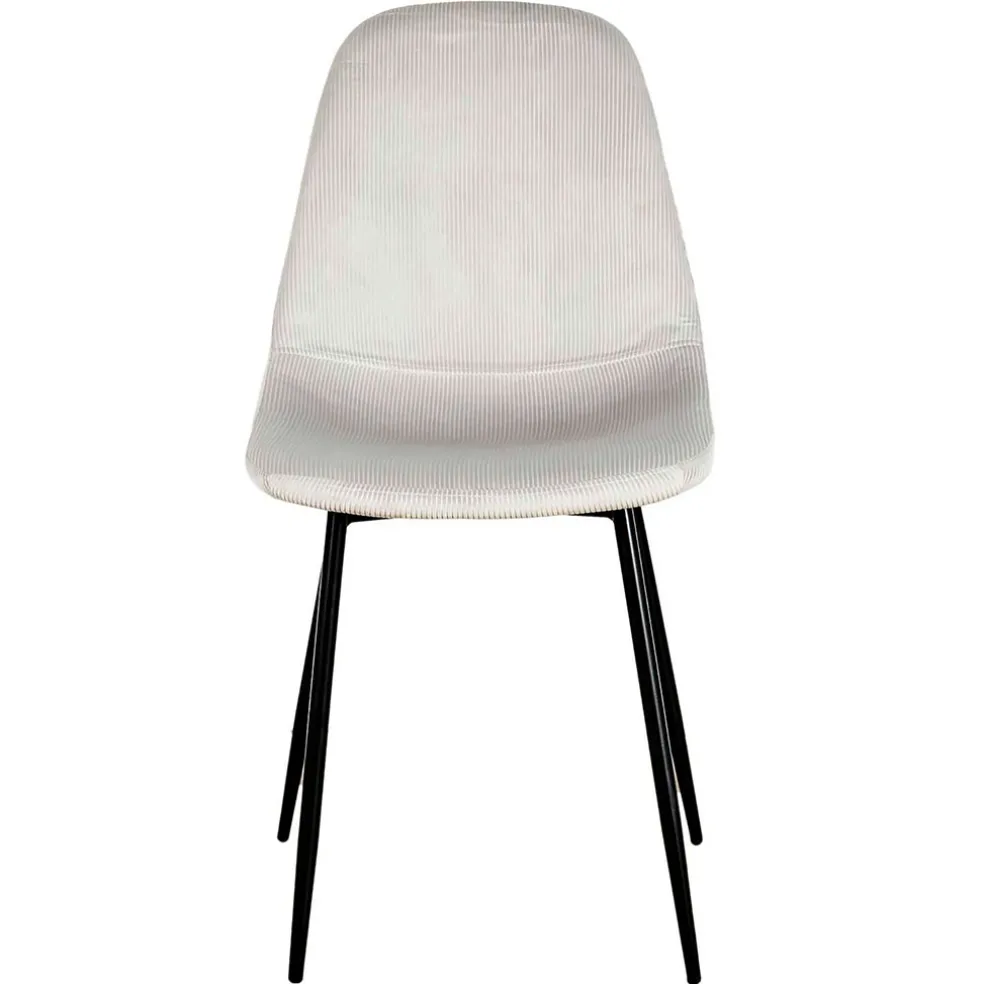 Chaise salle à manger en velours cotelé gris clair - Julia