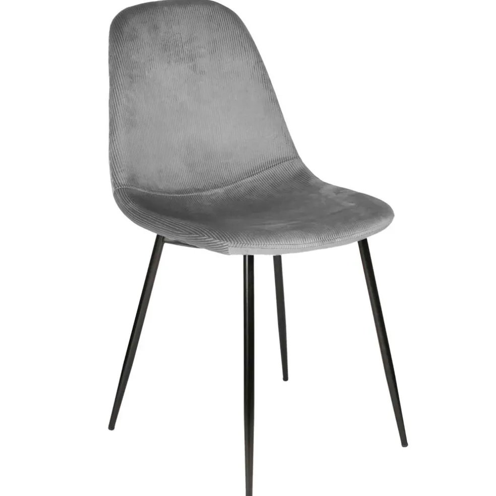 Chaise salle à manger en velours cotelé gris - Julia
