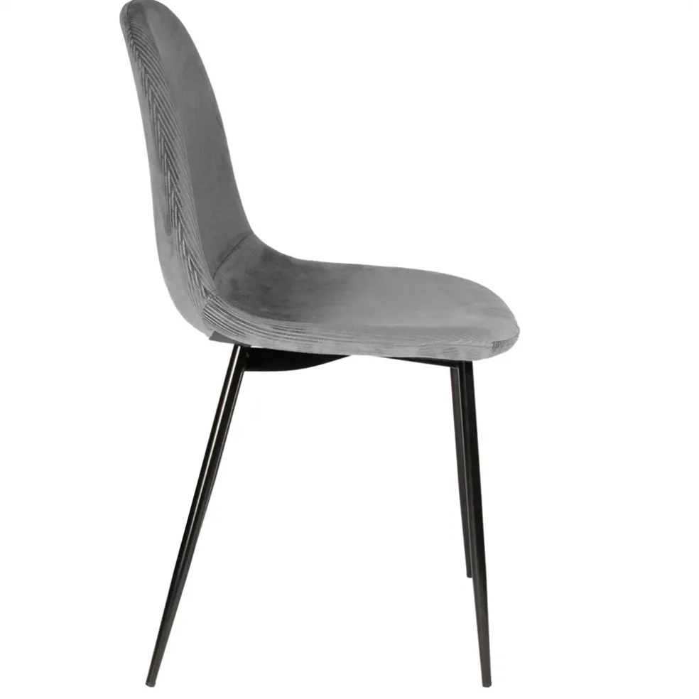 Chaise salle à manger en velours cotelé gris - Julia