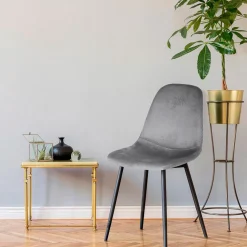 Chaise salle à manger en velours cotelé gris - Julia
