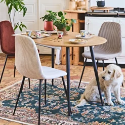 Chaise salle à manger en velours côtelé taupe - Scarlett