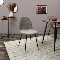 Chaise salle à manger en velours côtelé taupe - Scarlett