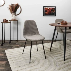 Chaise salle à manger en velours côtelé taupe - Scarlett
