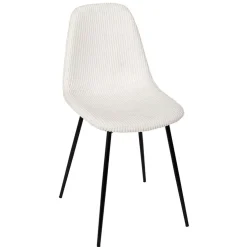 Chaise salle à manger en velours côtelé beige - Scarlett