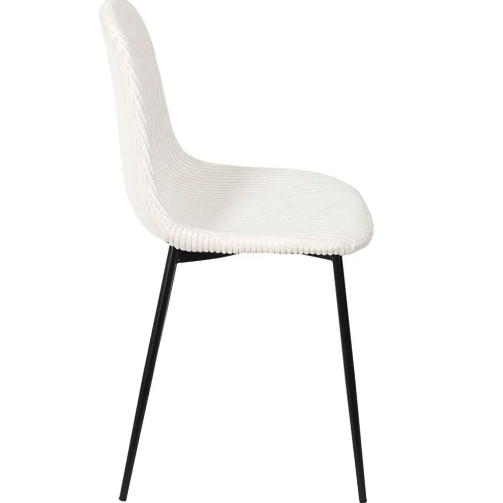 Chaise salle à manger en velours côtelé beige - Scarlett