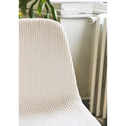 Chaise salle à manger en velours côtelé beige - Scarlett