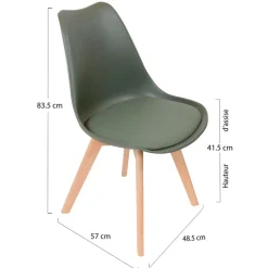 Chaise salle à manger scandinave kaki - Samantha