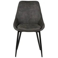 Chaise salle à manger tissu effet daim gris foncé - Ben