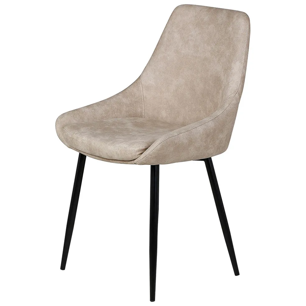 Chaise salle à manger tissu effet daim beige - Ben