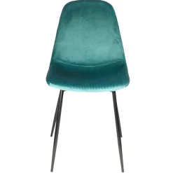 Chaise salle a manger en velours cotelé bleu canard - Julia