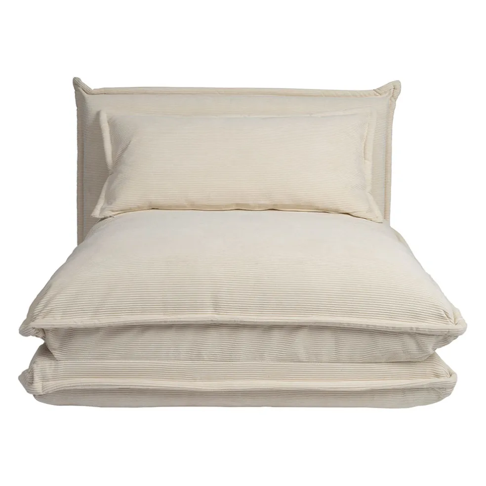 Chauffeuse en tissu côtelé écru - Tessia