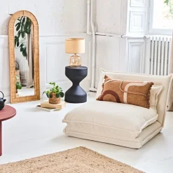 Chauffeuse en tissu côtelé écru - Tessia