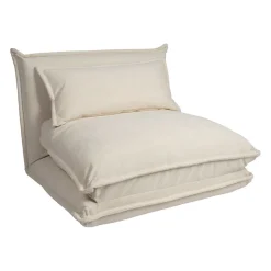 Chauffeuse en tissu côtelé écru - Tessia