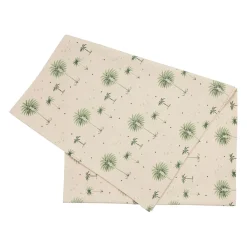 Chemin de table en coton écru et vert 160x50cm - Paya