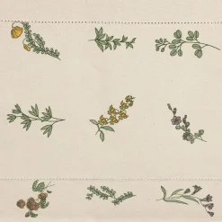 Chemin de table en coton naturel et vert 160x50cm - Juline