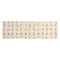 Chemin de table en coton naturel et vert 160x50cm - Juline