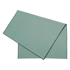 Chemin table corino vert d'eau 160x50cm coton lavé 170g/m2