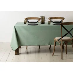Chemin table corino vert d'eau 160x50cm coton lavé 170g/m2