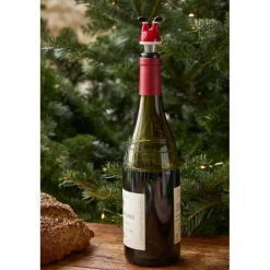 Coffret bouchon avec 4 marqueurs en verre et inox rouge - Noel