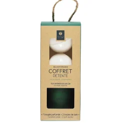 Coffret bougie parfumée et 2 bombes de bain senteur amande