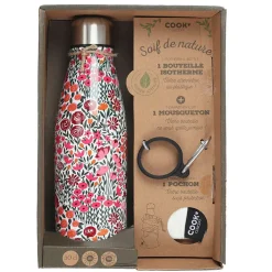 Coffret bouteille isotherme fleurie