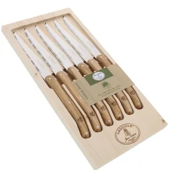 Coffret de 6 couteux à steak avec manche en chêne de laguiole