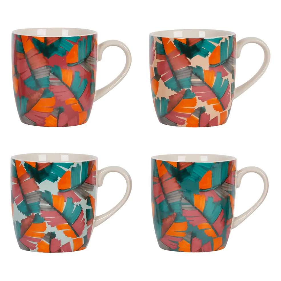 Coffret de 4 tasses en grès multicolore 35cl - Seguia